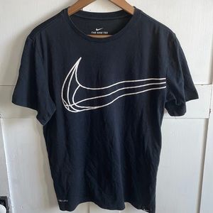 Nike Dri Fit Black Graphic T-shirt Swoosh Logo Athletic Tee Size Small